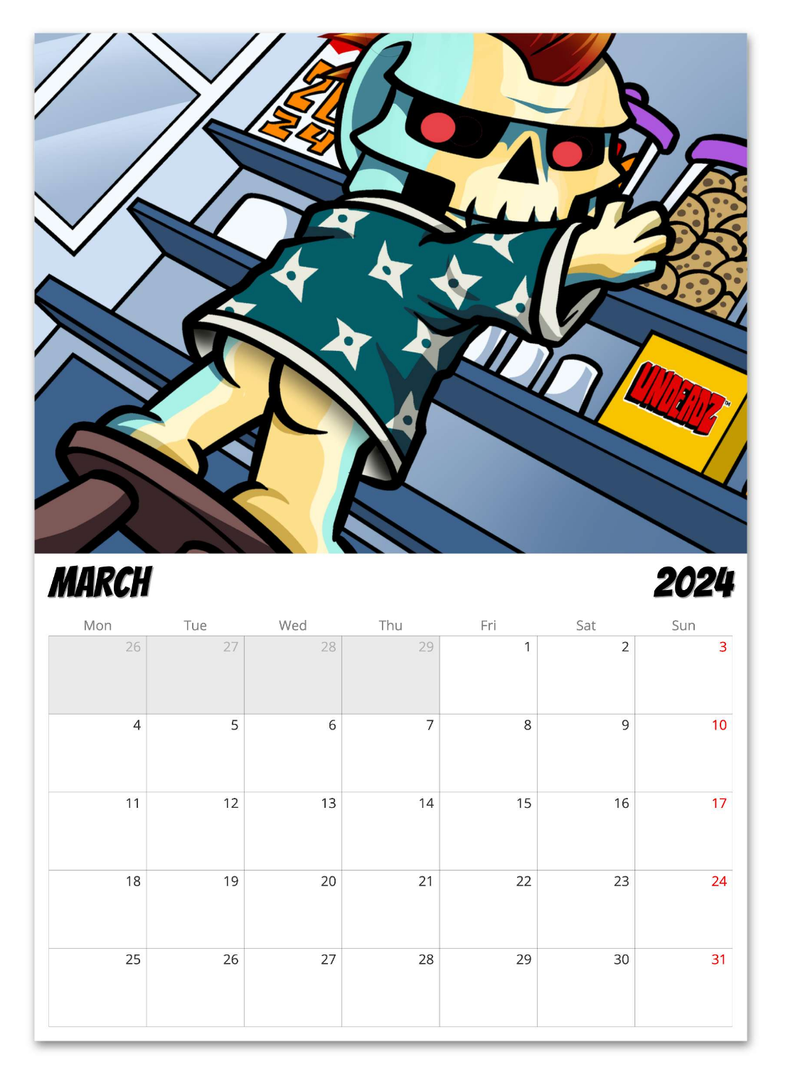 IRRESISTABLE UNDEADZ 2024 CALENDAR